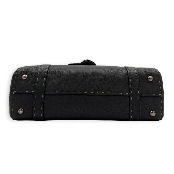 Selleria Linda Brown Top Handle Bag in Calfskin, Gunmetal hardware