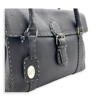 Selleria Linda Brown Top Handle Bag in Calfskin, Gunmetal hardware