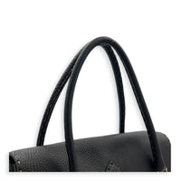 Selleria Linda Brown Top Handle Bag in Calfskin, Gunmetal hardware