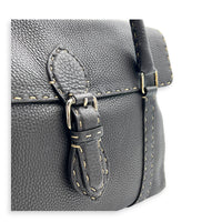 Selleria Linda Brown Top Handle Bag in Calfskin, Gunmetal hardware
