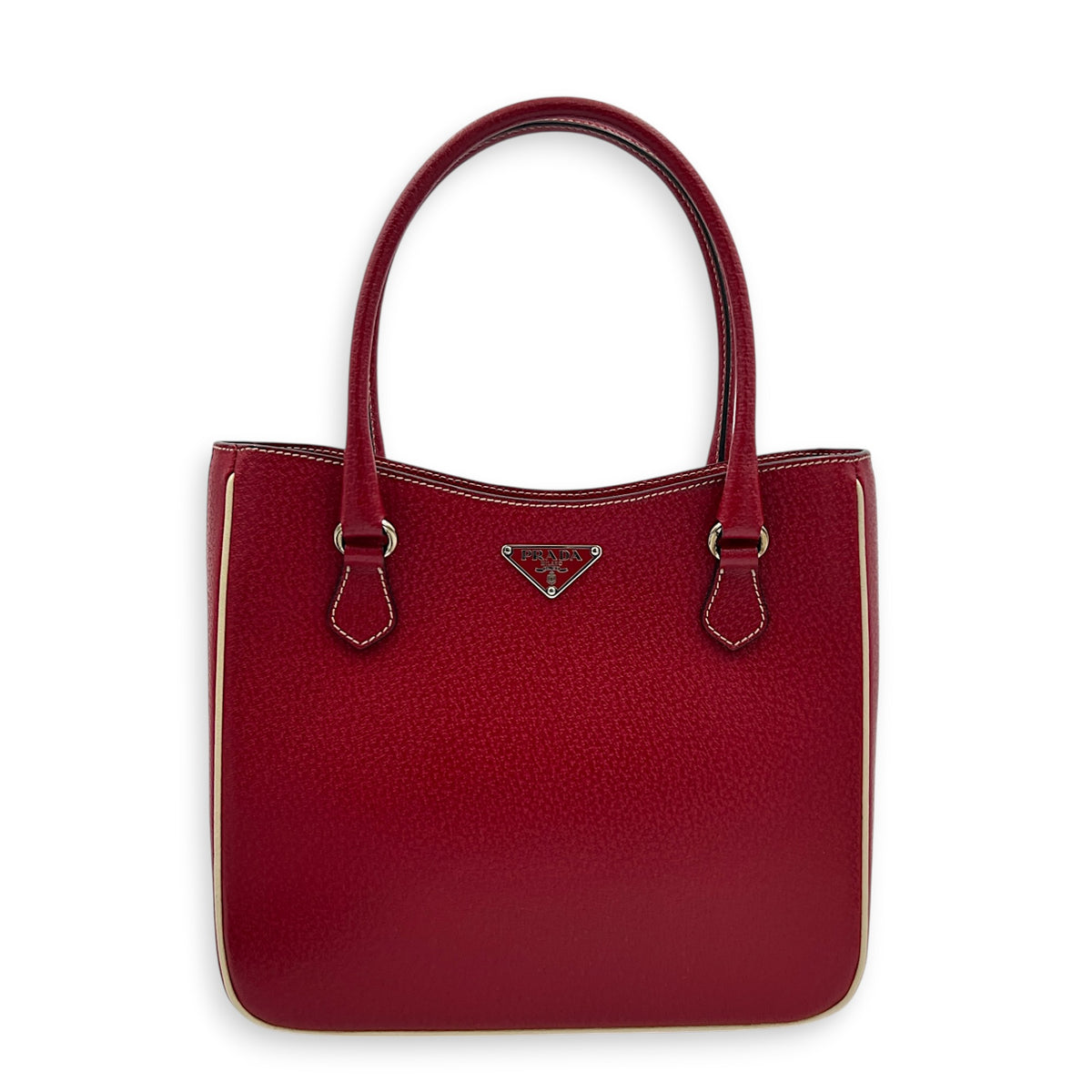 Daily Top Handle Bag Red in Goat Leather, Gold hardware