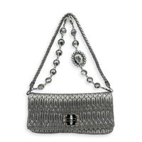 Crystal Shoulder Bag Silver in Calfskin, Silver hardware