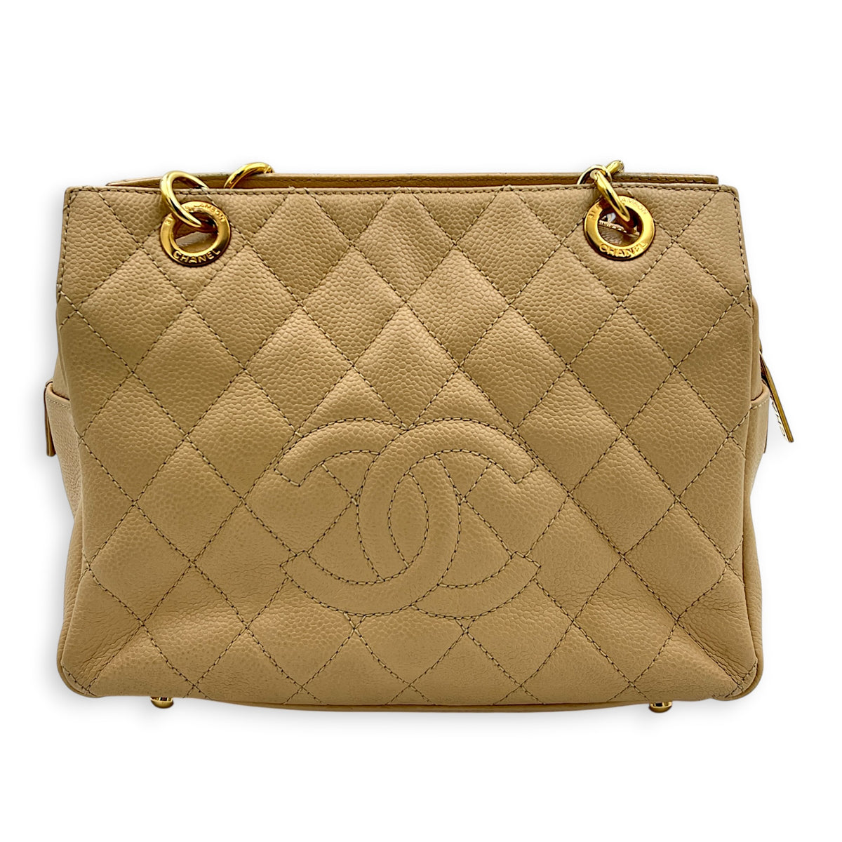 PTT Shoulder Bag Beige in Caviar Leather