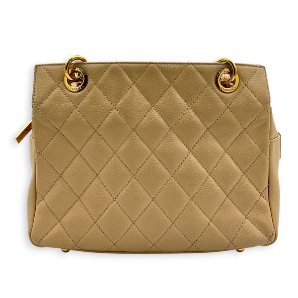 PTT Shoulder Bag Beige in Caviar Leather
