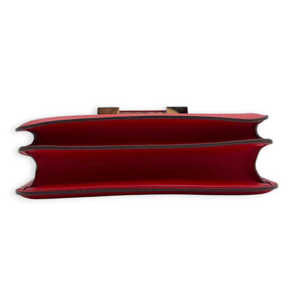Constance 24 Rouge Pigment Shoulder Bag in Swift/ Toile H Berline, Palladium hardware