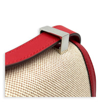 Constance 24 Rouge Pigment Shoulder Bag in Swift/ Toile H Berline, Palladium hardware