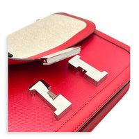 Constance 24 Rouge Pigment Shoulder Bag in Swift/ Toile H Berline, Palladium hardware