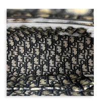 Wicker Tote Bag Natural/Navy in Rattan, Gold hardware