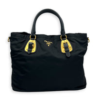 Logo Top Handle Bag Black in Nylon, Gold hardware