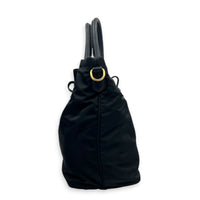 Logo Top Handle Bag Black in Nylon, Gold hardware