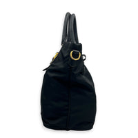 Logo Top Handle Bag Black in Nylon, Gold hardware