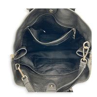 Expandable Zip Black Top Handle Bag in Calfskin, Brushed Silver hardware
