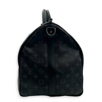 Keepall Top Handle Bag 55 Black in Coated Canvas, Silver hardware