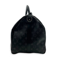 Keepall Top Handle Bag 55 Black in Coated Canvas, Silver hardware