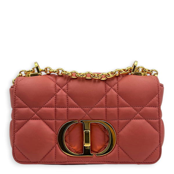 Caro Shoulder Bag Small Pink in Lambskin, Gold hardware