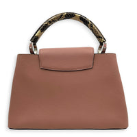 Capucines Top Handle Bag PM Pink in Taurillon Leather, Gold hardware
