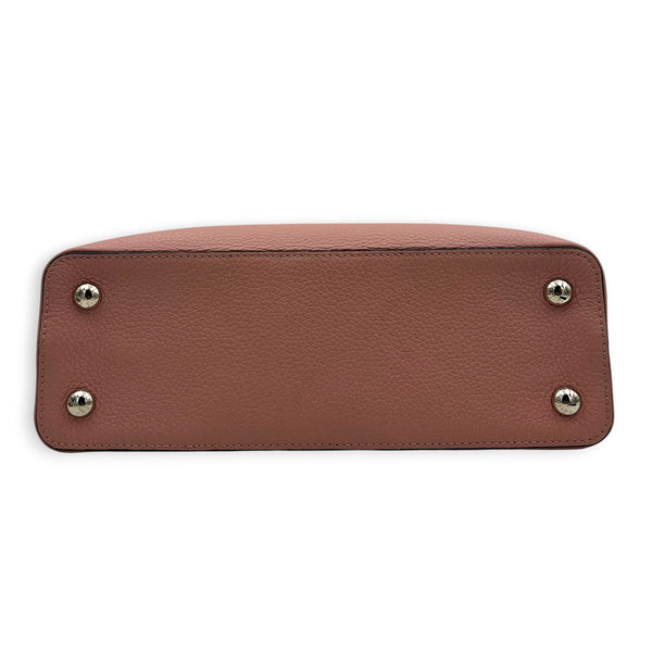 Capucines Top Handle Bag PM Pink in Taurillon Leather, Gold hardware