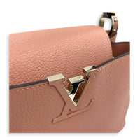 Capucines Top Handle Bag PM Pink in Taurillon Leather, Gold hardware