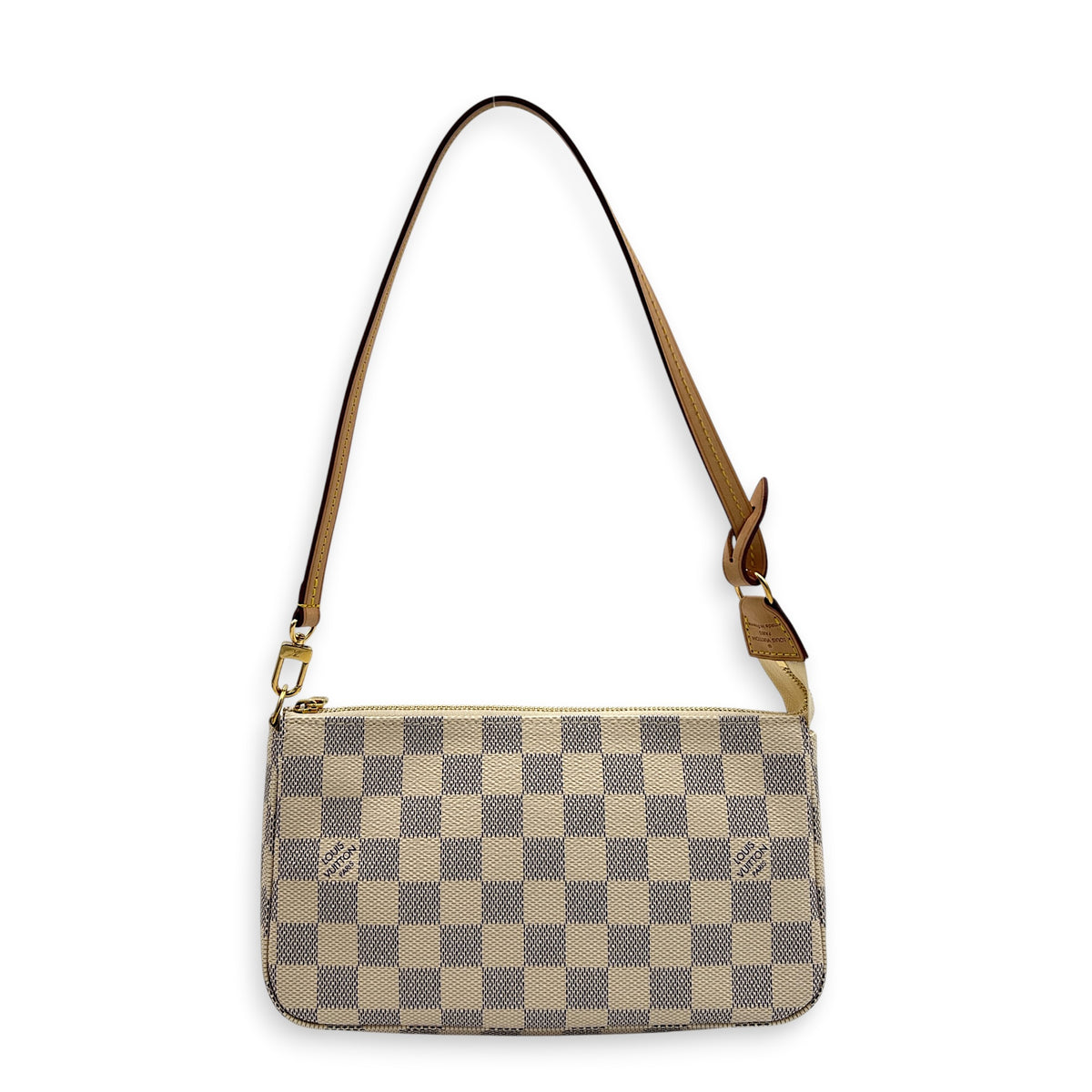 Pochette Accessoires Shoulder Bag Damier Azur in Coated Canvas, Gold hardware