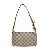 Pochette Accessoires Shoulder Bag Damier Azur in Coated Canvas, Gold hardware