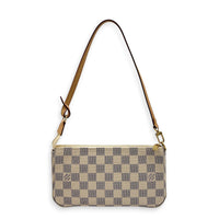 Pochette Accessoires Shoulder Bag Damier Azur in Coated Canvas, Gold hardware