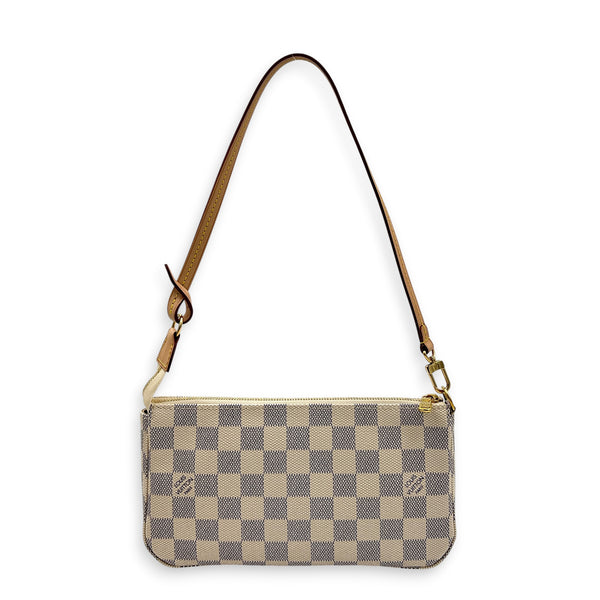 Pochette Accessoires Shoulder Bag Damier Azur in Coated Canvas, Gold hardware