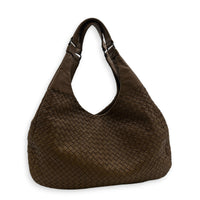 Campana Shoulder Bag Large Brown in Intrecciato Leather, Ruthenium hardware