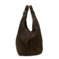 Campana Shoulder Bag Large Brown in Intrecciato Leather, Ruthenium hardware