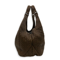 Campana Shoulder Bag Large Brown in Intrecciato Leather, Ruthenium hardware