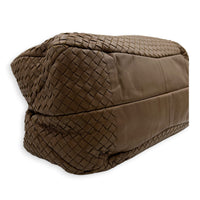 Campana Shoulder Bag Large Brown in Intrecciato Leather, Ruthenium hardware
