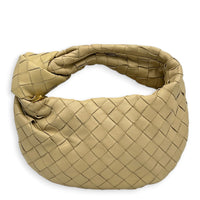 Jodie Shoulder Bag Mini Beige in Intrecciato Leather, Gold hardware
