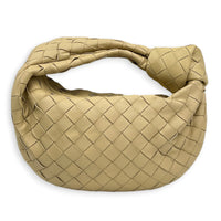 Jodie Shoulder Bag Mini Beige in Intrecciato Leather, Gold hardware