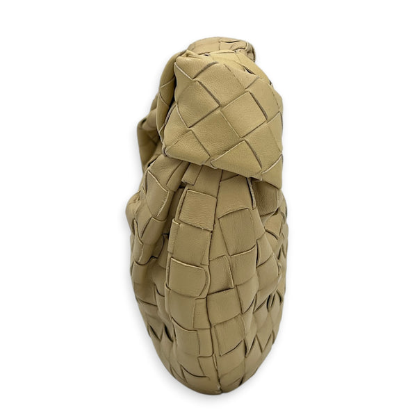 Jodie Shoulder Bag Mini Beige in Intrecciato Leather, Gold hardware