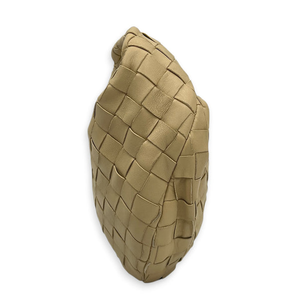 Jodie Shoulder Bag Mini Beige in Intrecciato Leather, Gold hardware