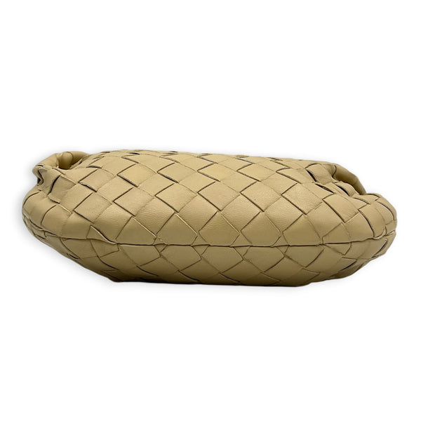 Jodie Shoulder Bag Mini Beige in Intrecciato Leather, Gold hardware