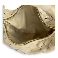 Jodie Shoulder Bag Mini Beige in Intrecciato Leather, Gold hardware