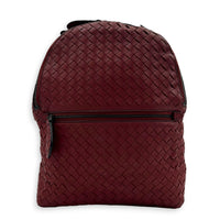Intrecciato Backpack Red in Intrecciato Leather, Gunmetal hardware