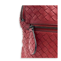 Intrecciato Backpack Red in Intrecciato Leather, Gunmetal hardware