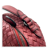 Intrecciato Backpack Red in Intrecciato Leather, Gunmetal hardware