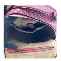 Intrecciato Backpack Red in Intrecciato Leather, Gunmetal hardware