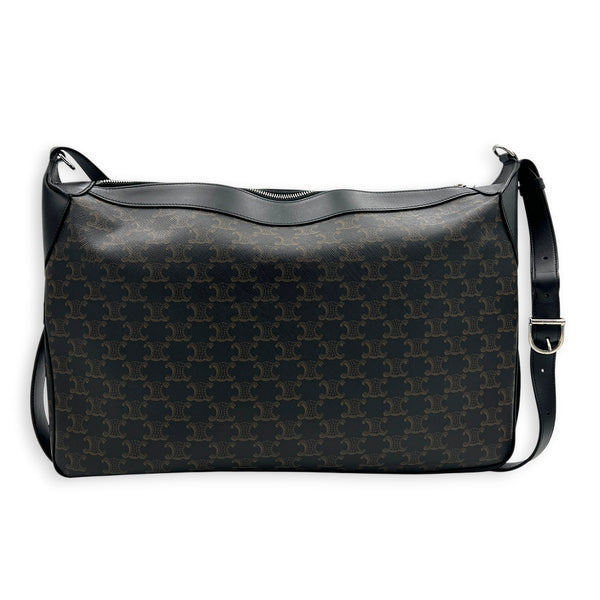 Romy Triomphe Shoulder Bag Black in Coated Canvas, Silver hardware