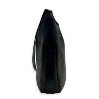 Romy Triomphe Shoulder Bag Black in Coated Canvas, Silver hardware
