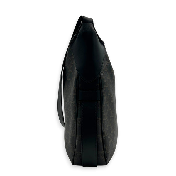 Romy Triomphe Shoulder Bag Black in Coated Canvas, Silver hardware
