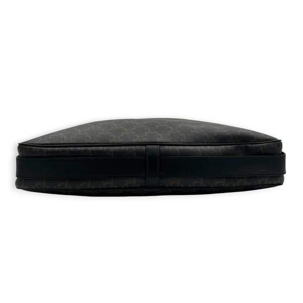Romy Triomphe Shoulder Bag Black in Coated Canvas, Silver hardware
