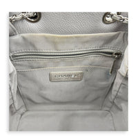 Quilted Chain Grey Bucket Bag in Caviar Leather, Silver hardware
