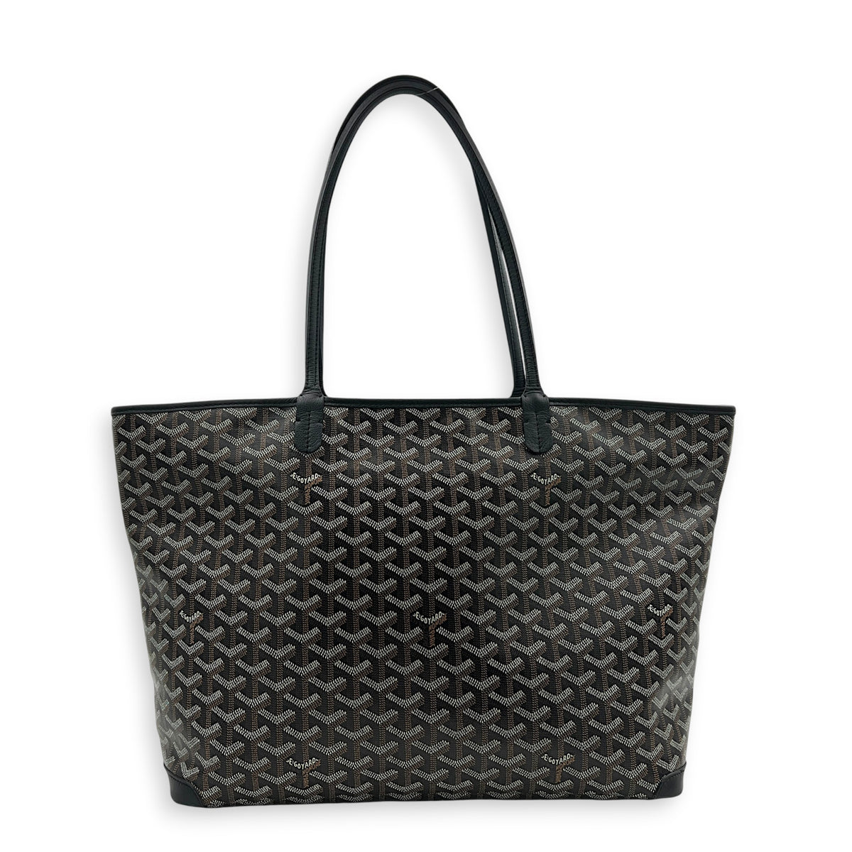 Artois GM Black Tote Bag in Coated Canvas, Silver hardware