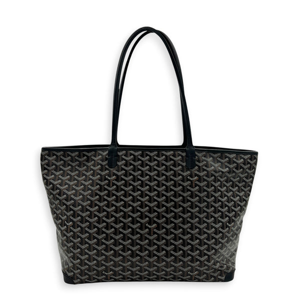 Artois GM Black Tote Bag in Coated Canvas, Silver hardware