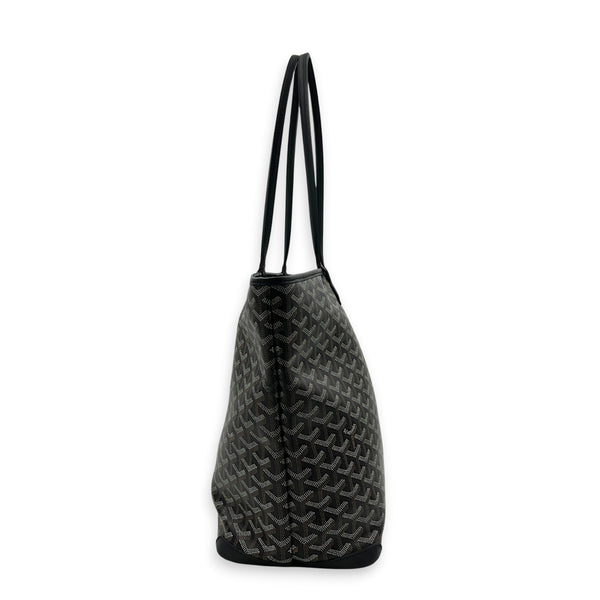 Artois GM Black Tote Bag in Coated Canvas, Silver hardware