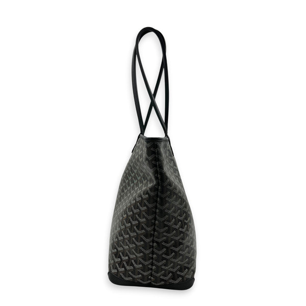 Artois GM Black Tote Bag in Coated Canvas, Silver hardware