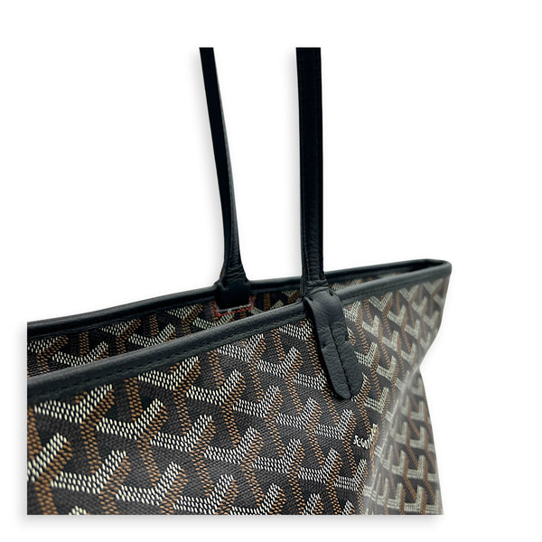 Artois GM Black Tote Bag in Coated Canvas, Silver hardware